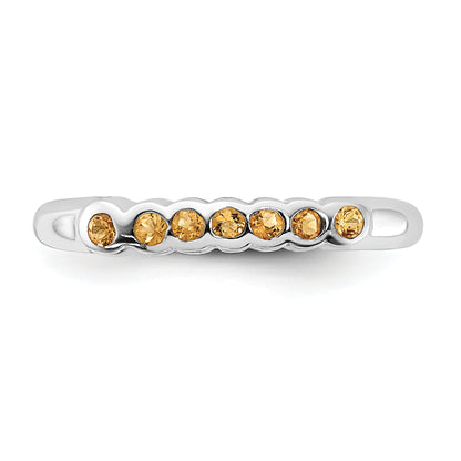 Sterling Silver Polished Yellow Cz Ring (Size 8 Only)