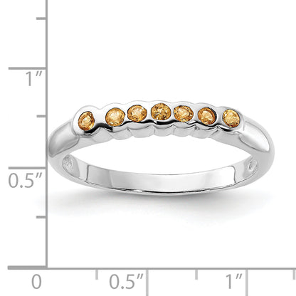 Sterling Silver Polished Yellow Cz Ring (Size 8 Only)