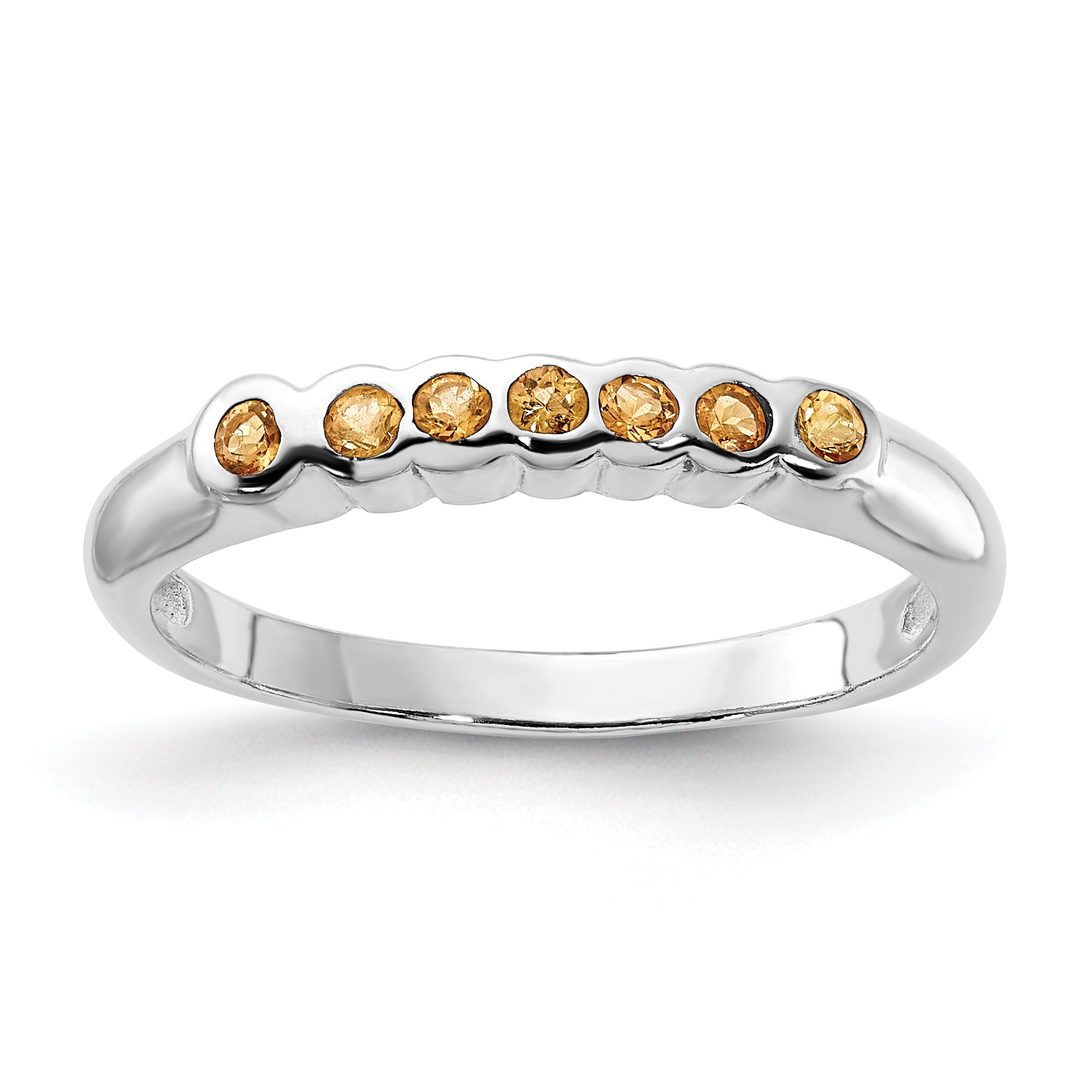 Sterling Silver Polished Yellow Cz Ring (Size 8 Only)