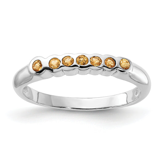 Sterling Silver Polished Yellow Cz Ring (Size 8 Only)