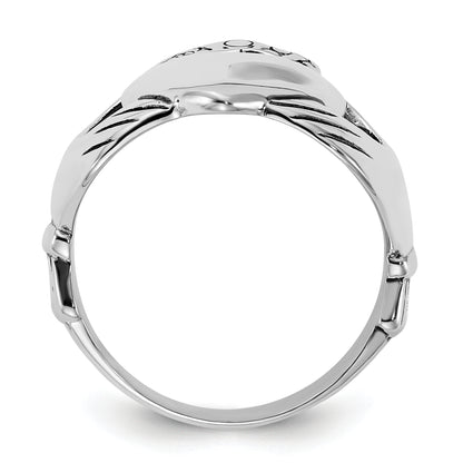 Sterling Silver Polished & Antiqued Claddagh Ring (Size 8 Only)