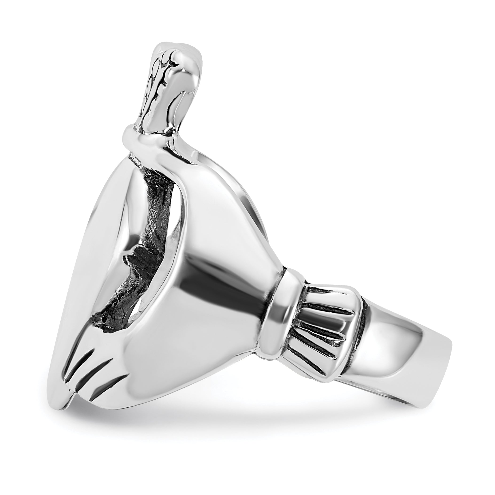 Sterling Silver Polished & Antiqued Claddagh Ring (Size 8 Only)