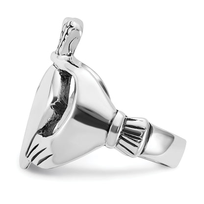 Sterling Silver Polished & Antiqued Claddagh Ring (Size 8 Only)