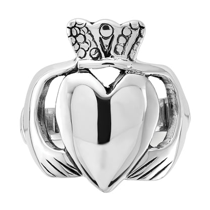 Sterling Silver Polished & Antiqued Claddagh Ring (Size 8 Only)
