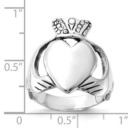 Sterling Silver Polished & Antiqued Claddagh Ring (Size 8 Only)