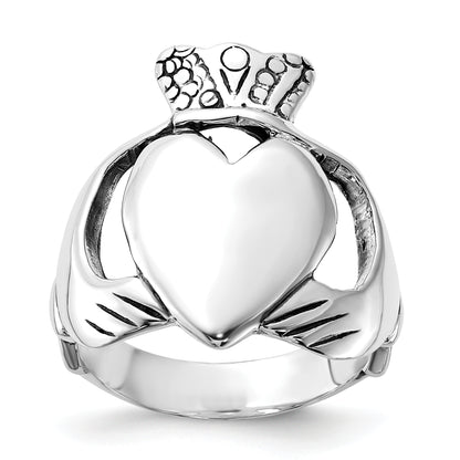 Sterling Silver Polished & Antiqued Claddagh Ring (Size 8 Only)