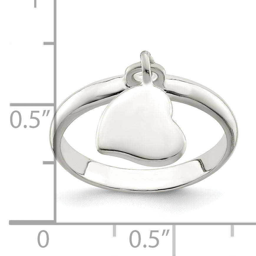 Sterling Silver Dangle Heart Ring