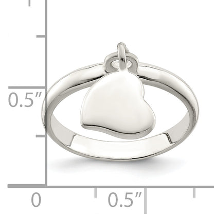 Sterling Silver Dangle Heart Ring