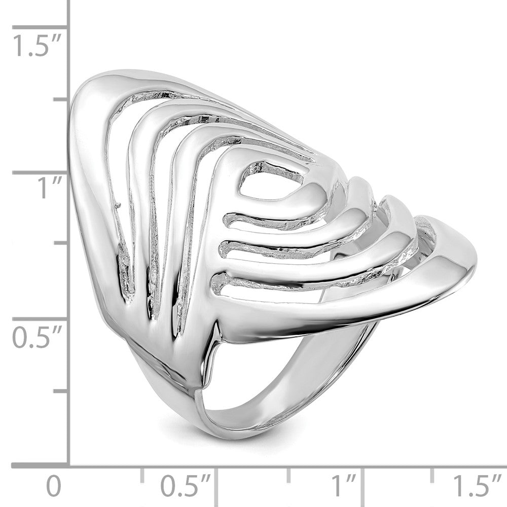 Sterling Silver Polished Fancy Ring (Size 6 Only)