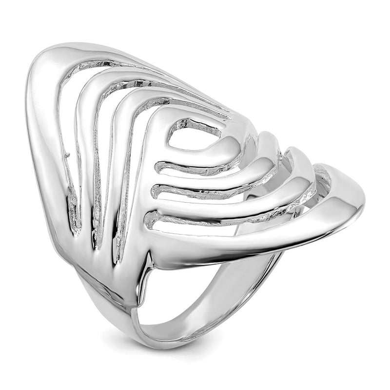 Sterling Silver Polished Fancy Ring (Size 6 Only)