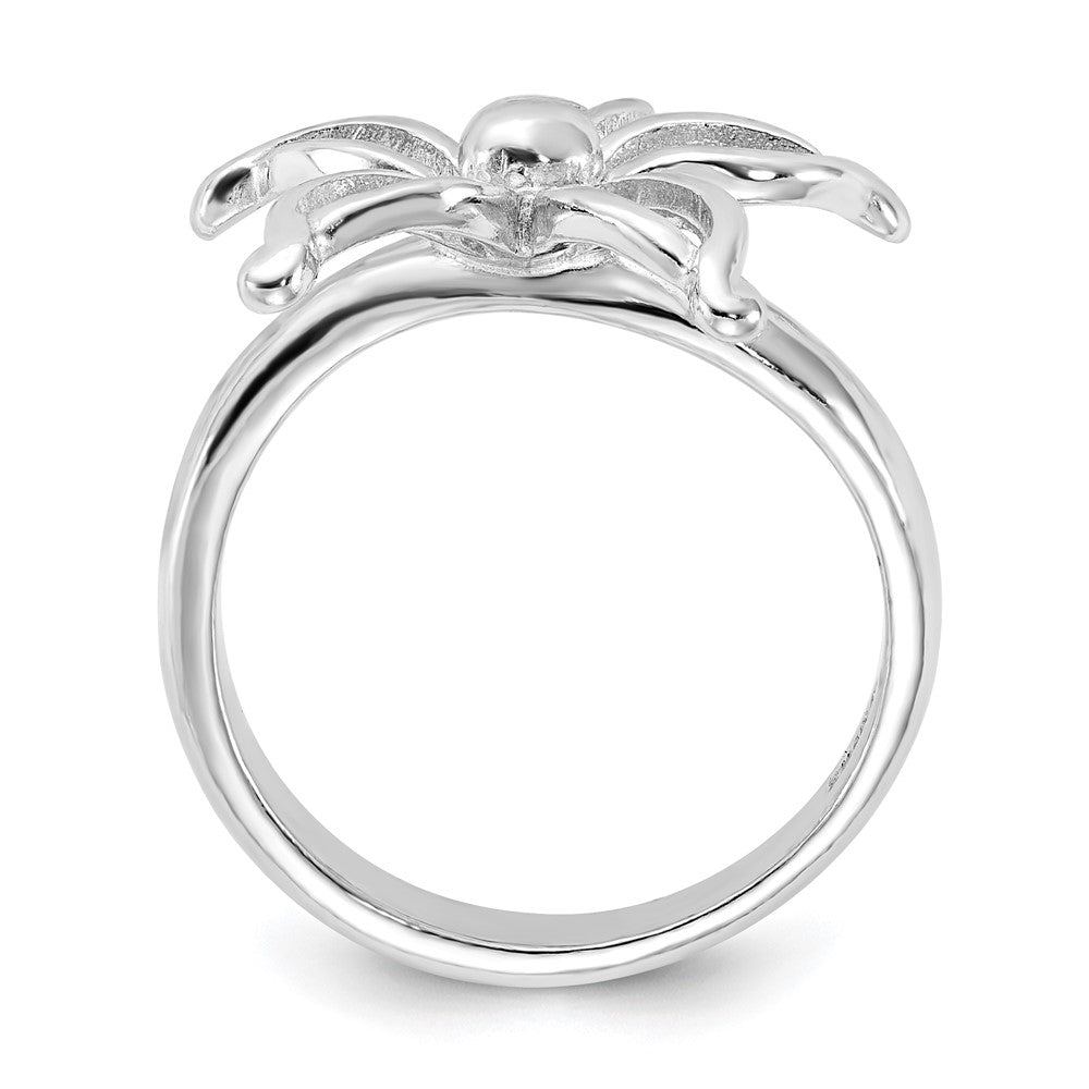 Sterling Silver Polished Flower Ring (Size 6 Only)