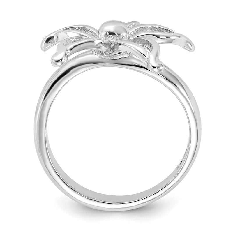 Sterling Silver Polished Flower Ring (Size 6 Only)