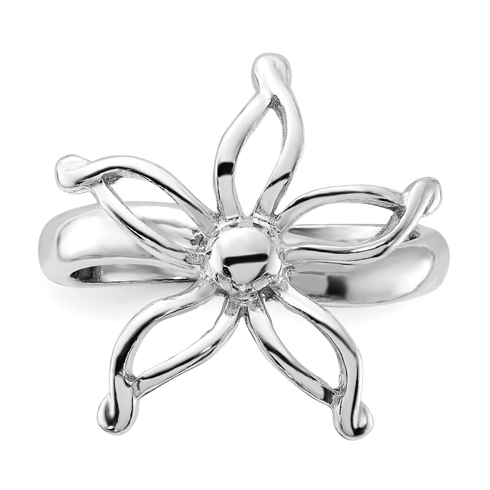 Sterling Silver Polished Flower Ring (Size 6 Only)