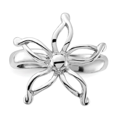 Sterling Silver Polished Flower Ring (Size 6 Only)