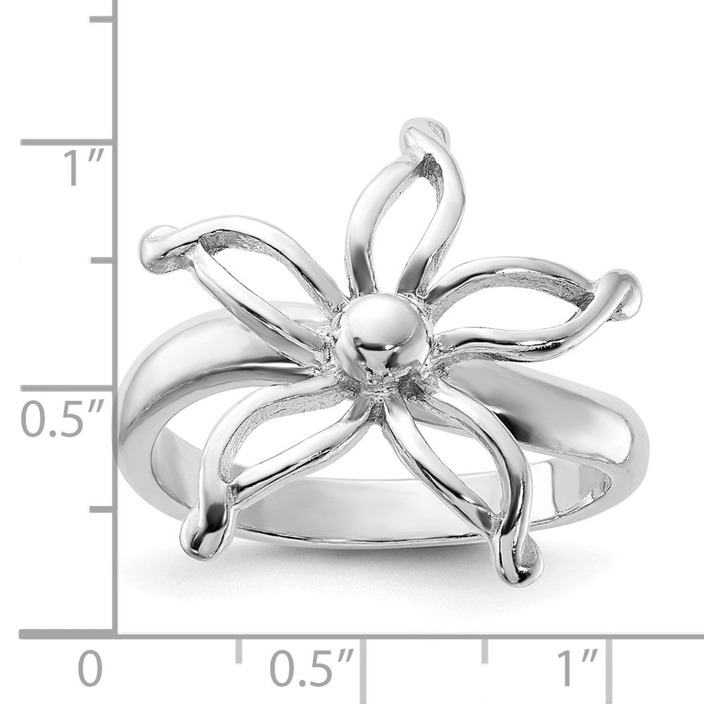 Sterling Silver Polished Flower Ring (Size 6 Only)