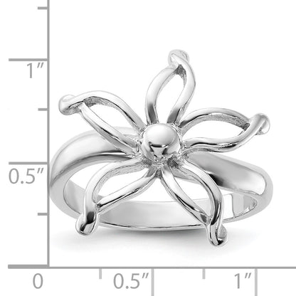 Sterling Silver Polished Flower Ring (Size 6 Only)