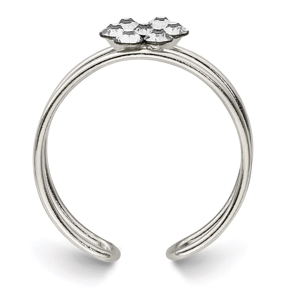 Sterling Silver Cz Flower Toe Ring