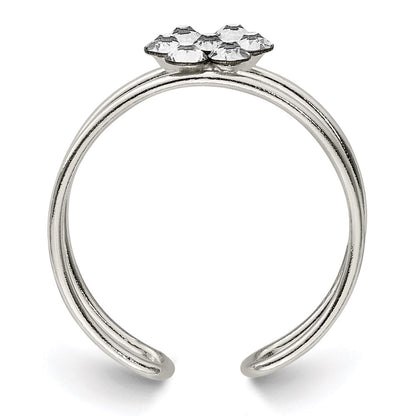 Sterling Silver Cz Flower Toe Ring