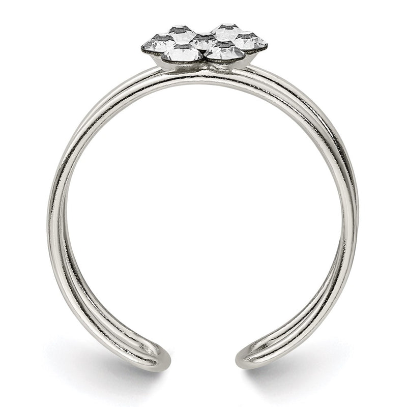Sterling Silver Cz Flower Toe Ring