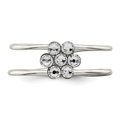 Sterling Silver Cz Flower Toe Ring