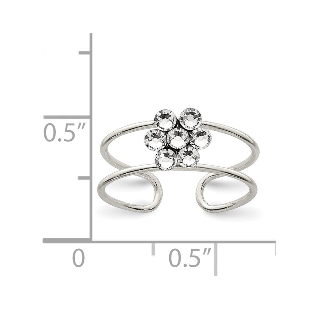 Sterling Silver Cz Flower Toe Ring