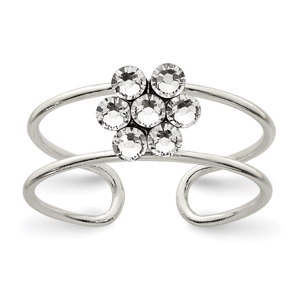 Sterling Silver Cz Flower Toe Ring