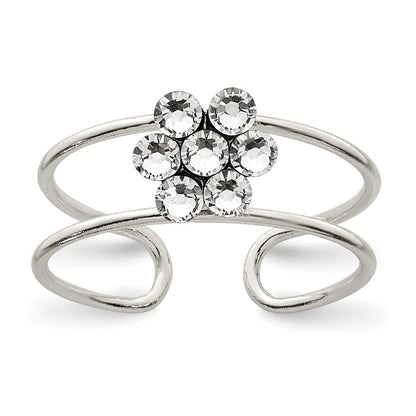Sterling Silver Cz Flower Toe Ring