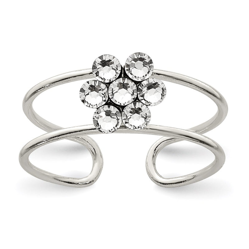 Sterling Silver Cz Flower Toe Ring