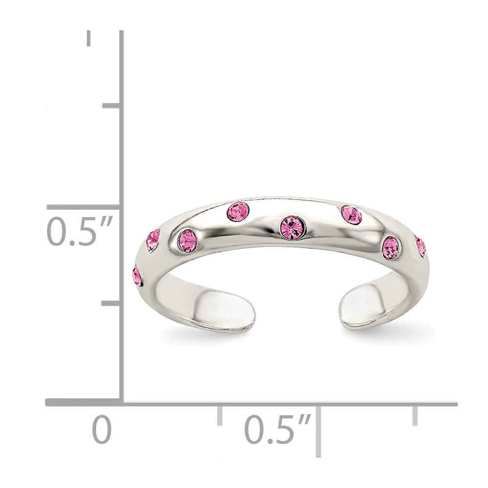 Sterling Silver Pink Cz Toe Ring