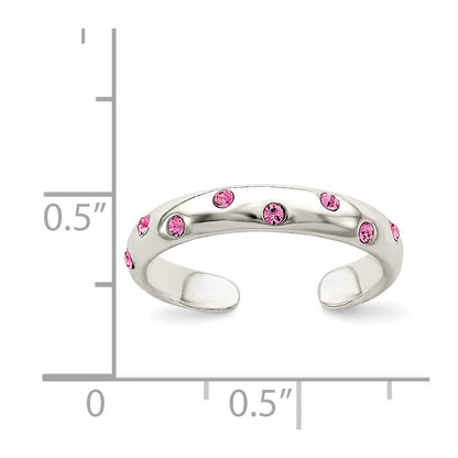 Sterling Silver Pink Cz Toe Ring