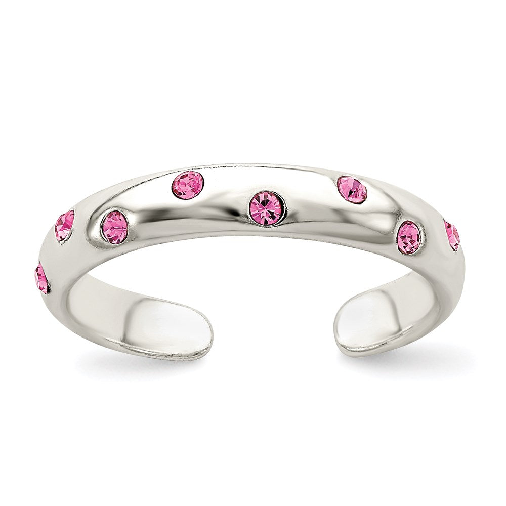Sterling Silver Pink Cz Toe Ring