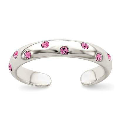 Sterling Silver Pink Cz Toe Ring