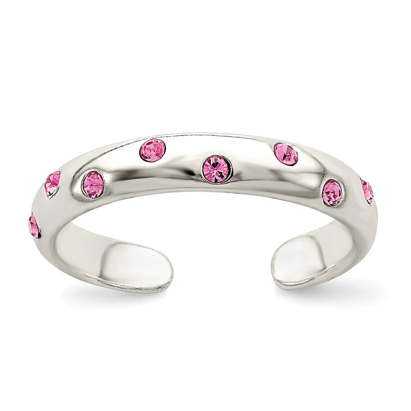 Sterling Silver Pink Cz Toe Ring