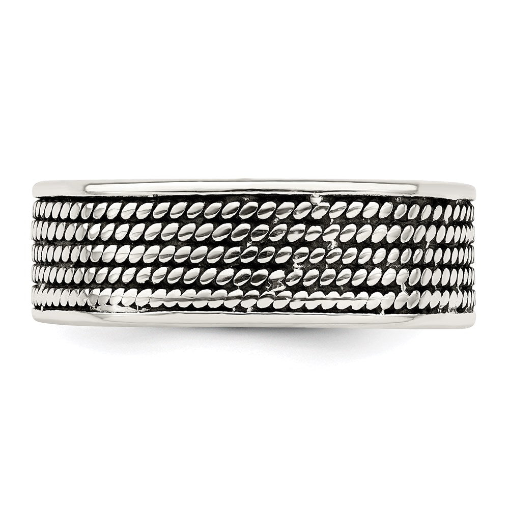 Sterling Silver Rope Design Ring (Size 9 Only)