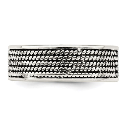 Sterling Silver Rope Design Ring (Size 9 Only)