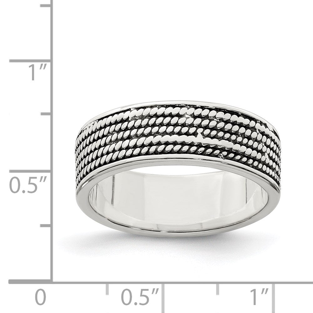 Sterling Silver Rope Design Ring (Size 9 Only)