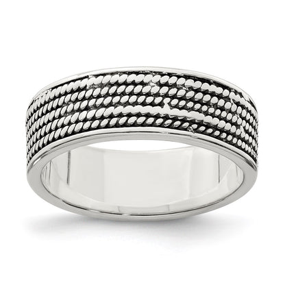 Sterling Silver Rope Design Ring (Size 9 Only)