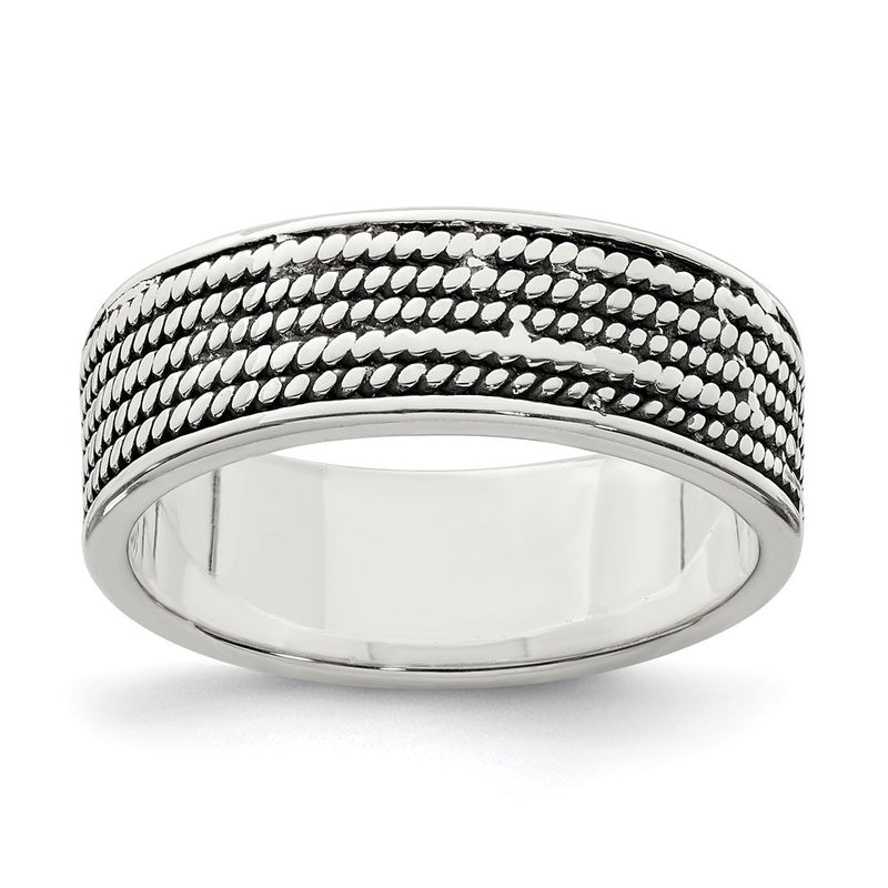 Sterling Silver Rope Design Ring (Size 9 Only)