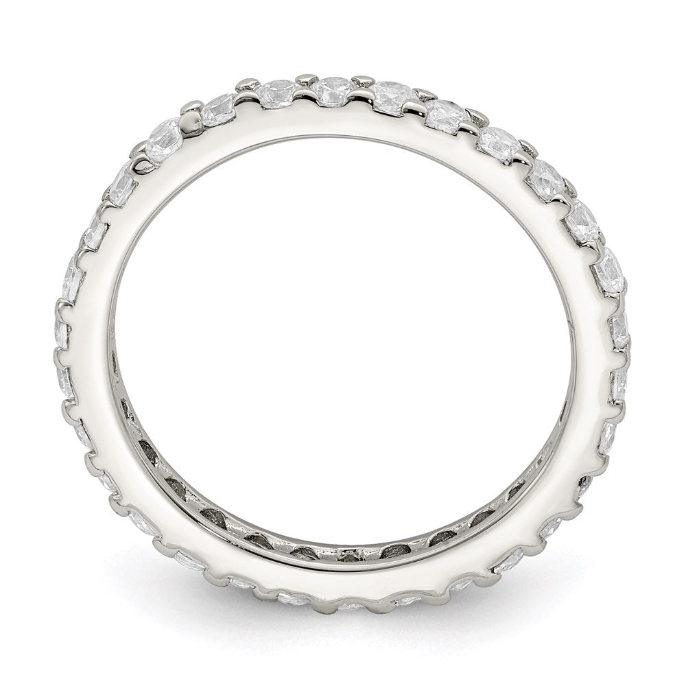 Sterling Silver Rhodium Plated Cz Ring