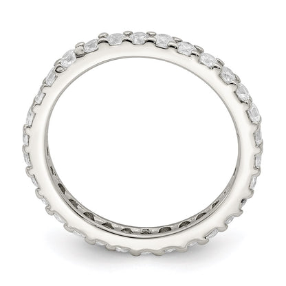 Sterling Silver Rhodium Plated Cz Ring