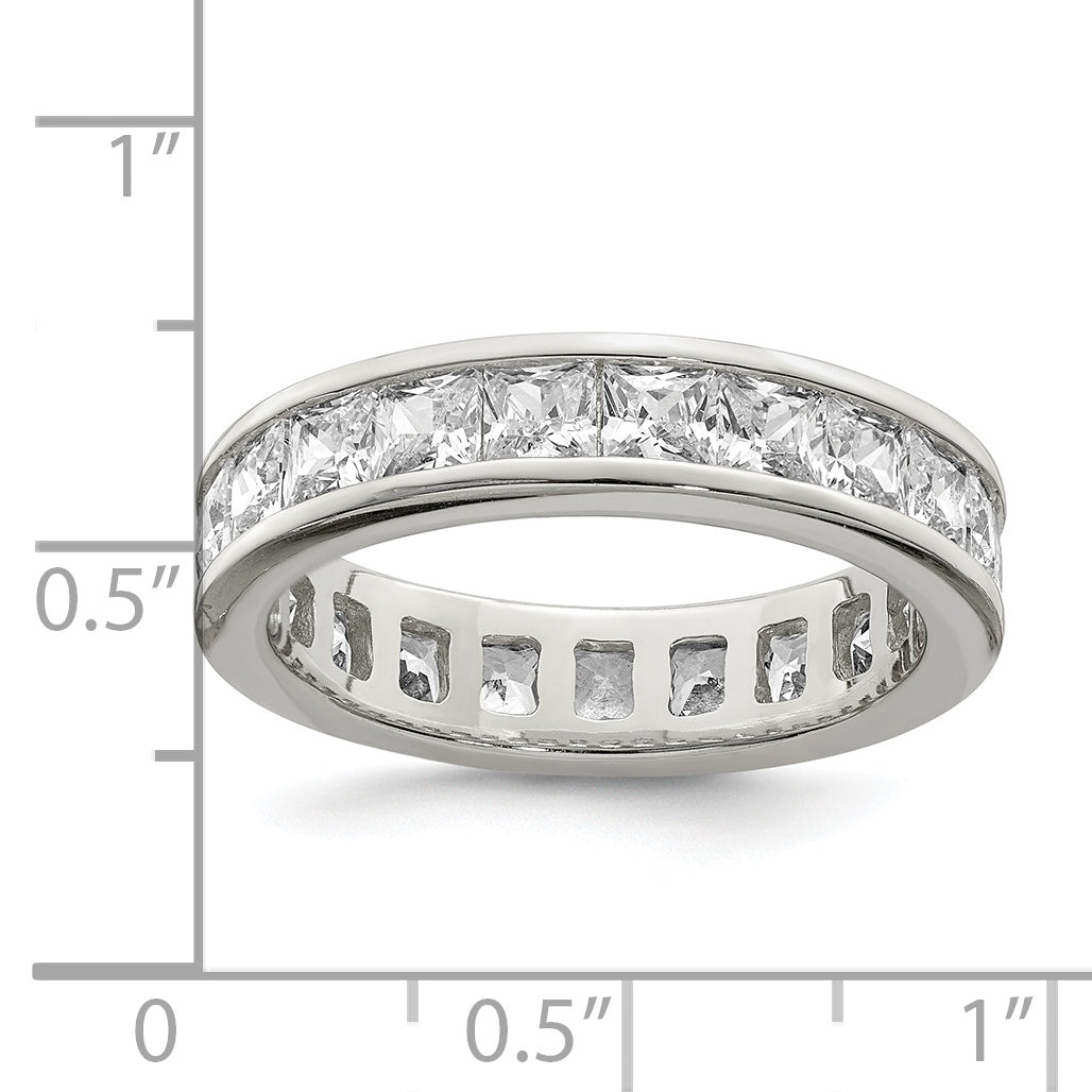 Sterling Silver Rhodium Plated Cz Eternity Band