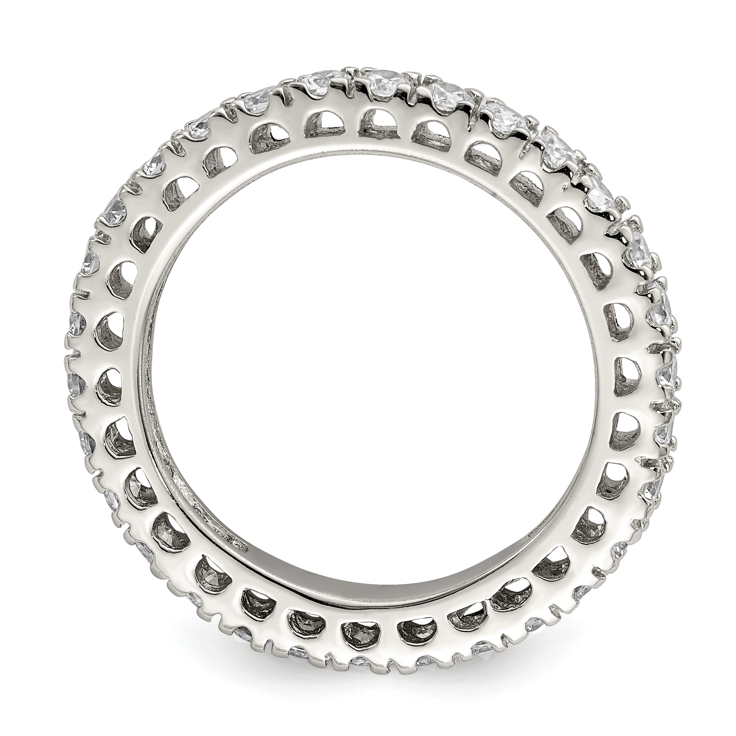 Sterling Silver Rhodium Plated Cz Anniversary Band
