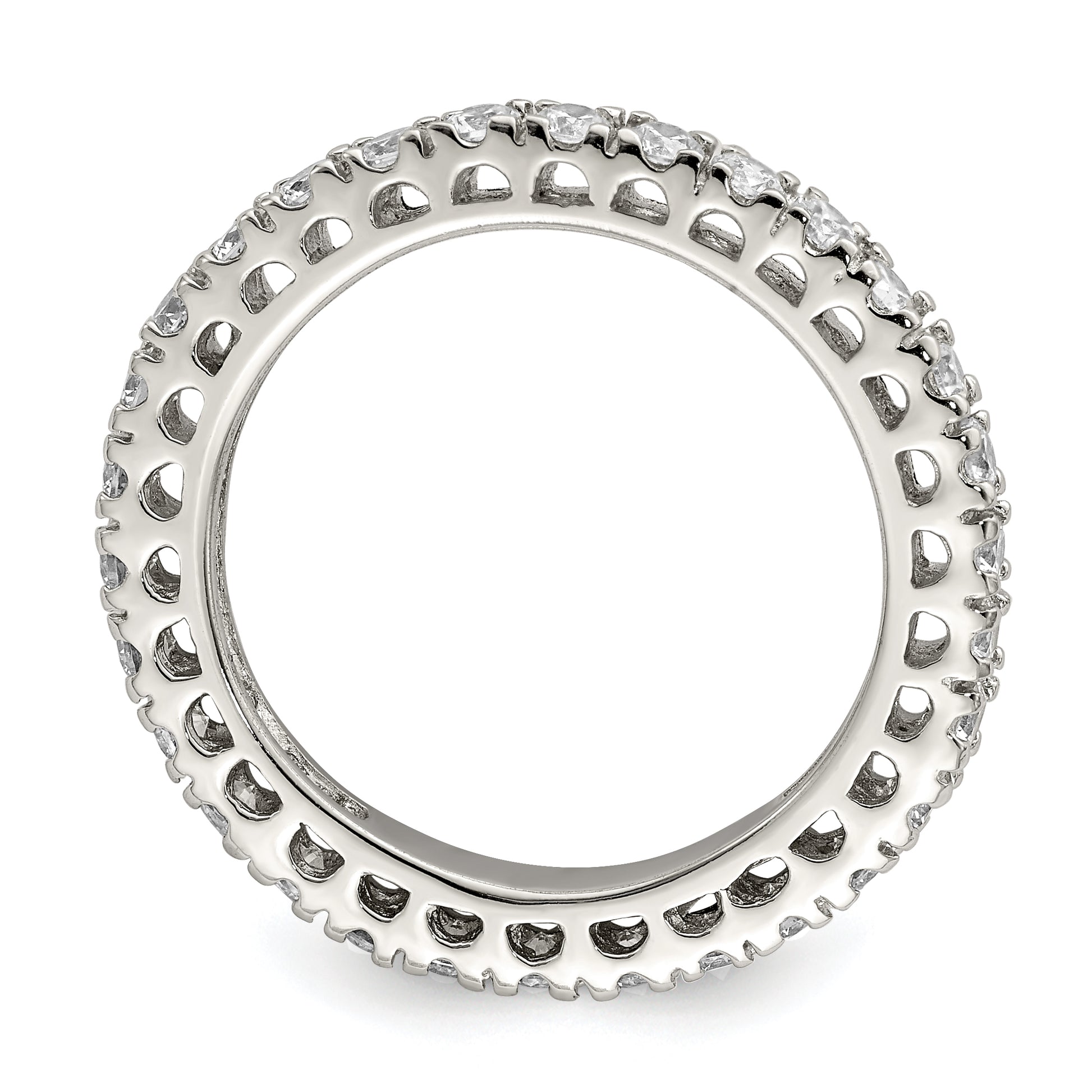 Sterling Silver Rhodium Plated Cz Anniversary Band