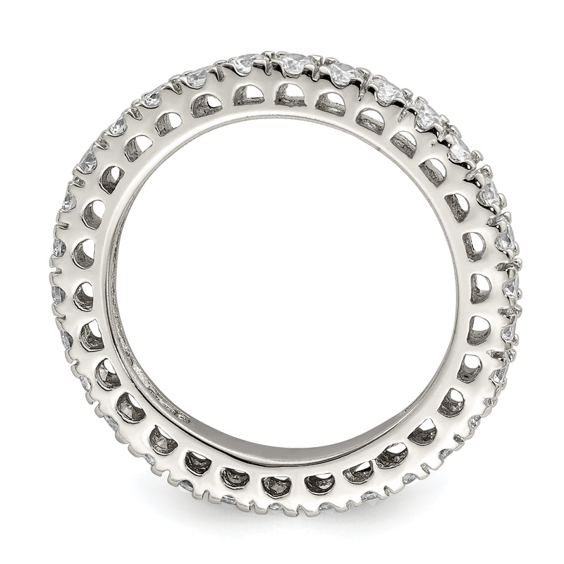 Sterling Silver Rhodium Plated Cz Anniversary Band