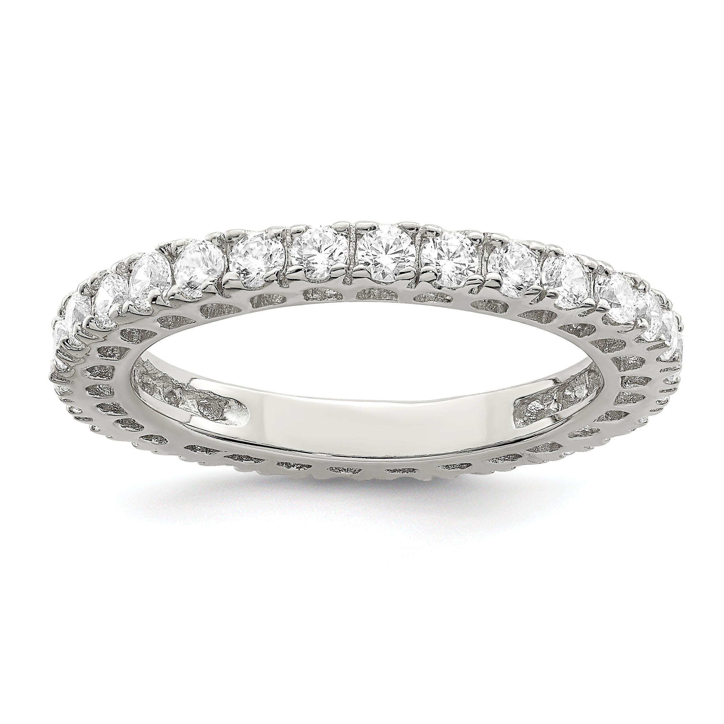 Sterling Silver Rhodium Plated Cz Anniversary Band