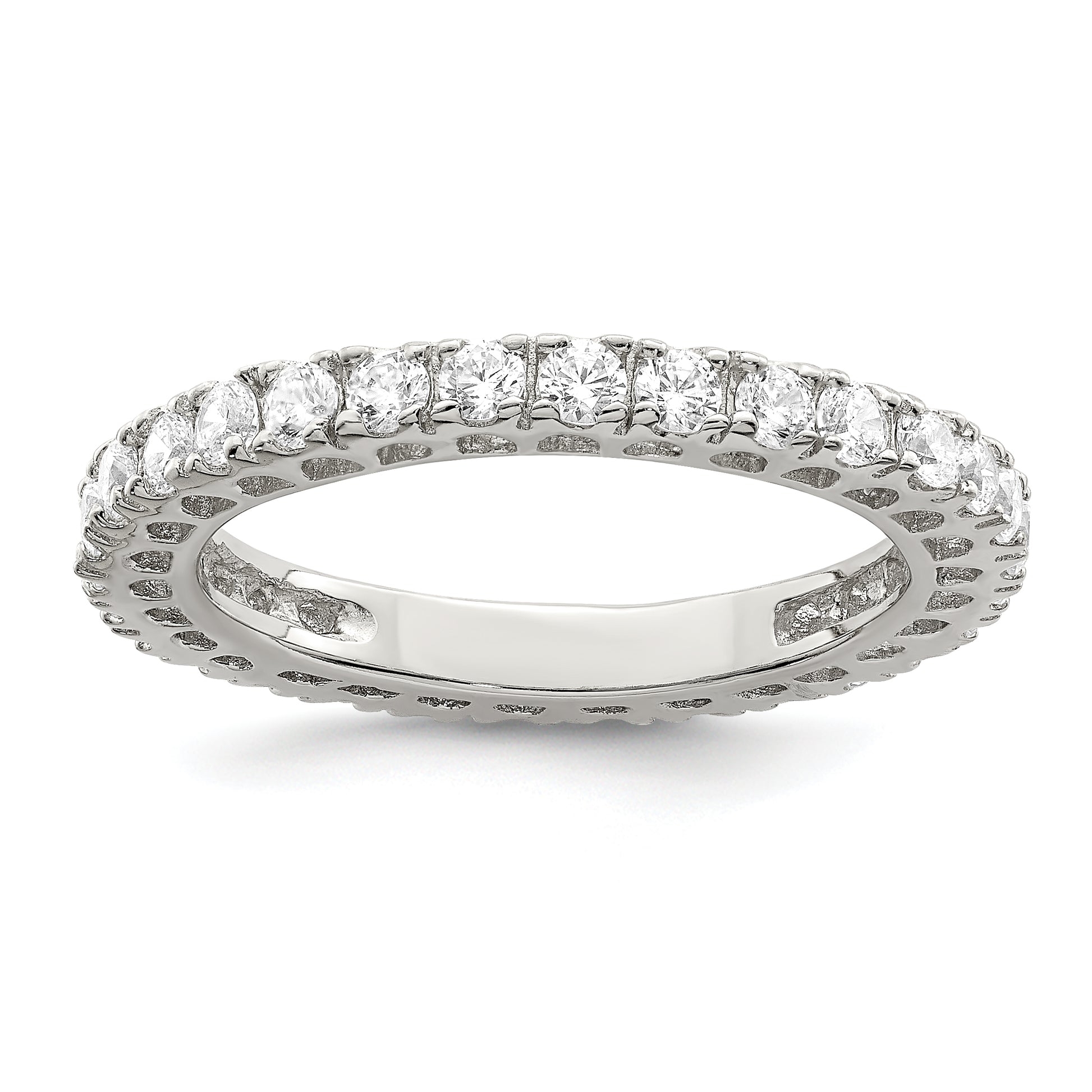 Sterling Silver Rhodium Plated Cz Anniversary Band