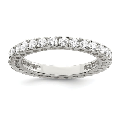 Sterling Silver Rhodium Plated Cz Anniversary Band