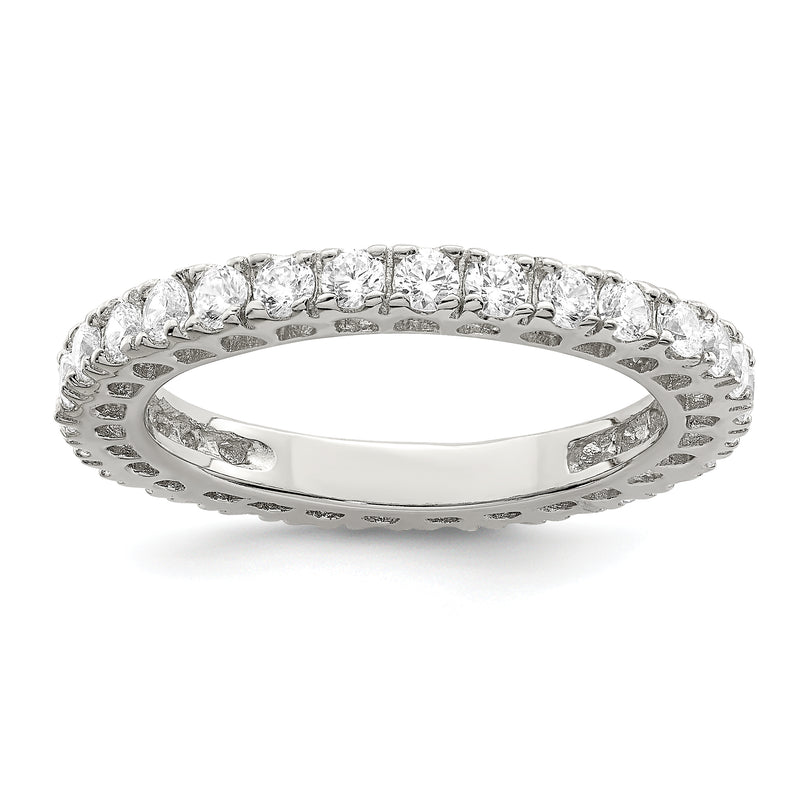 Sterling Silver Rhodium Plated Cz Anniversary Band