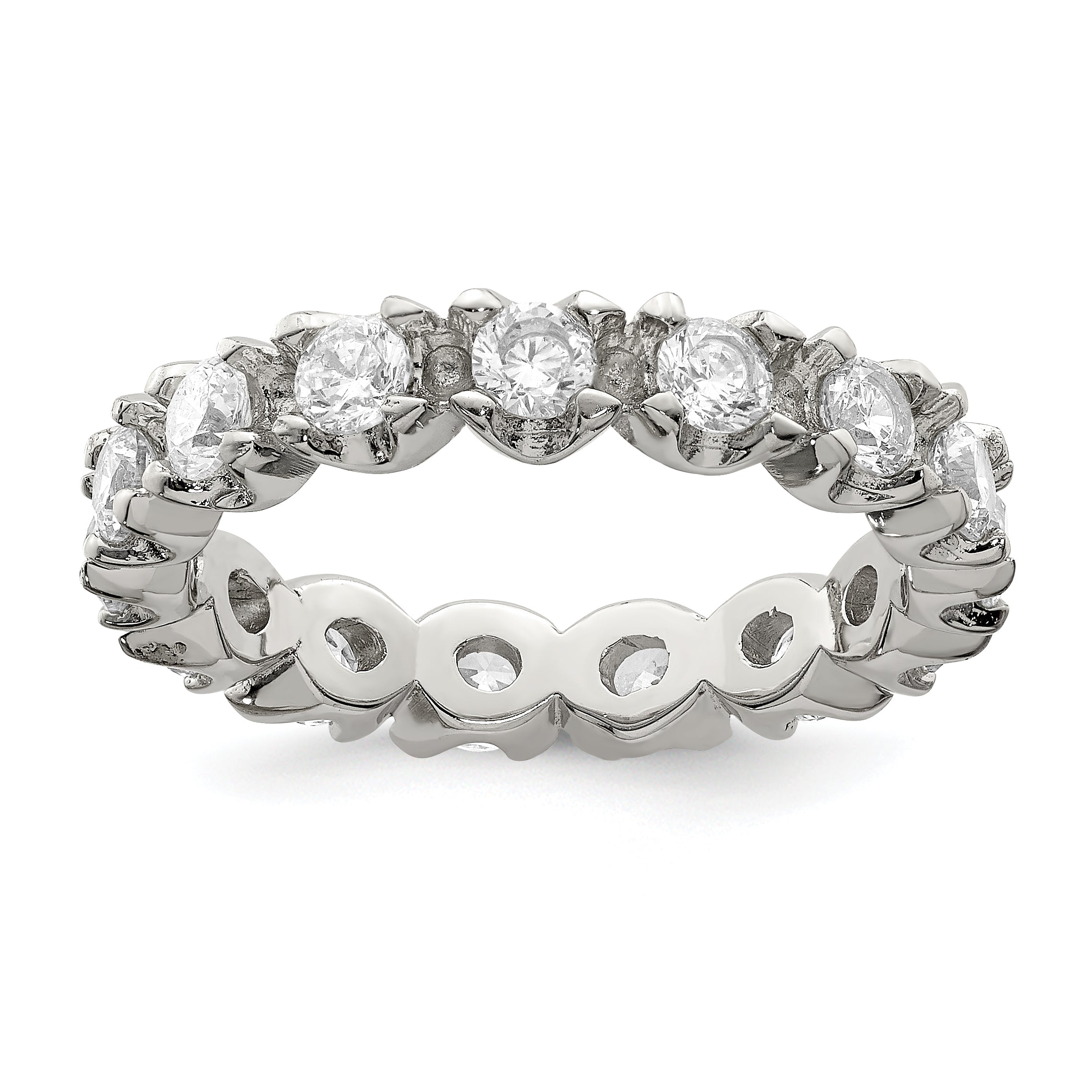 Sterling Silver Rhodium Plated Cz Eternity Ring