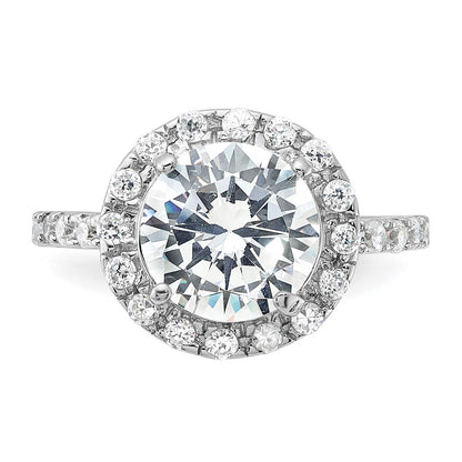 Sterling Silver Rhodium Plated Cz Ring